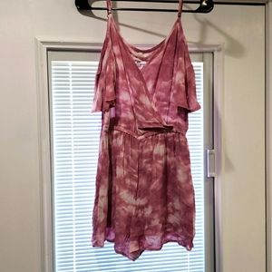 Junior romper XS pink and white tye dye